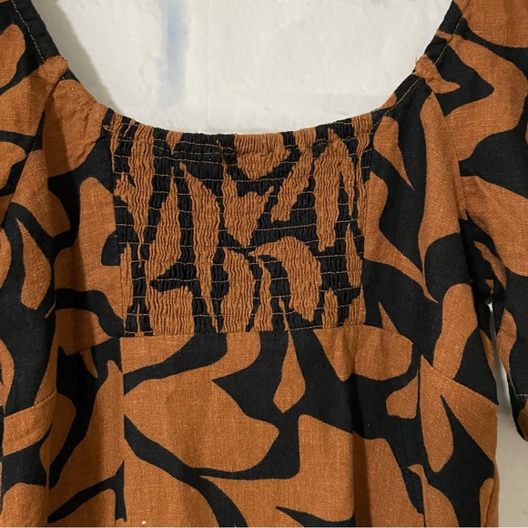 A New Day | NWOT Women's Puff Short Sleeve Dress - Brown Leaf - Picture 7 of 11